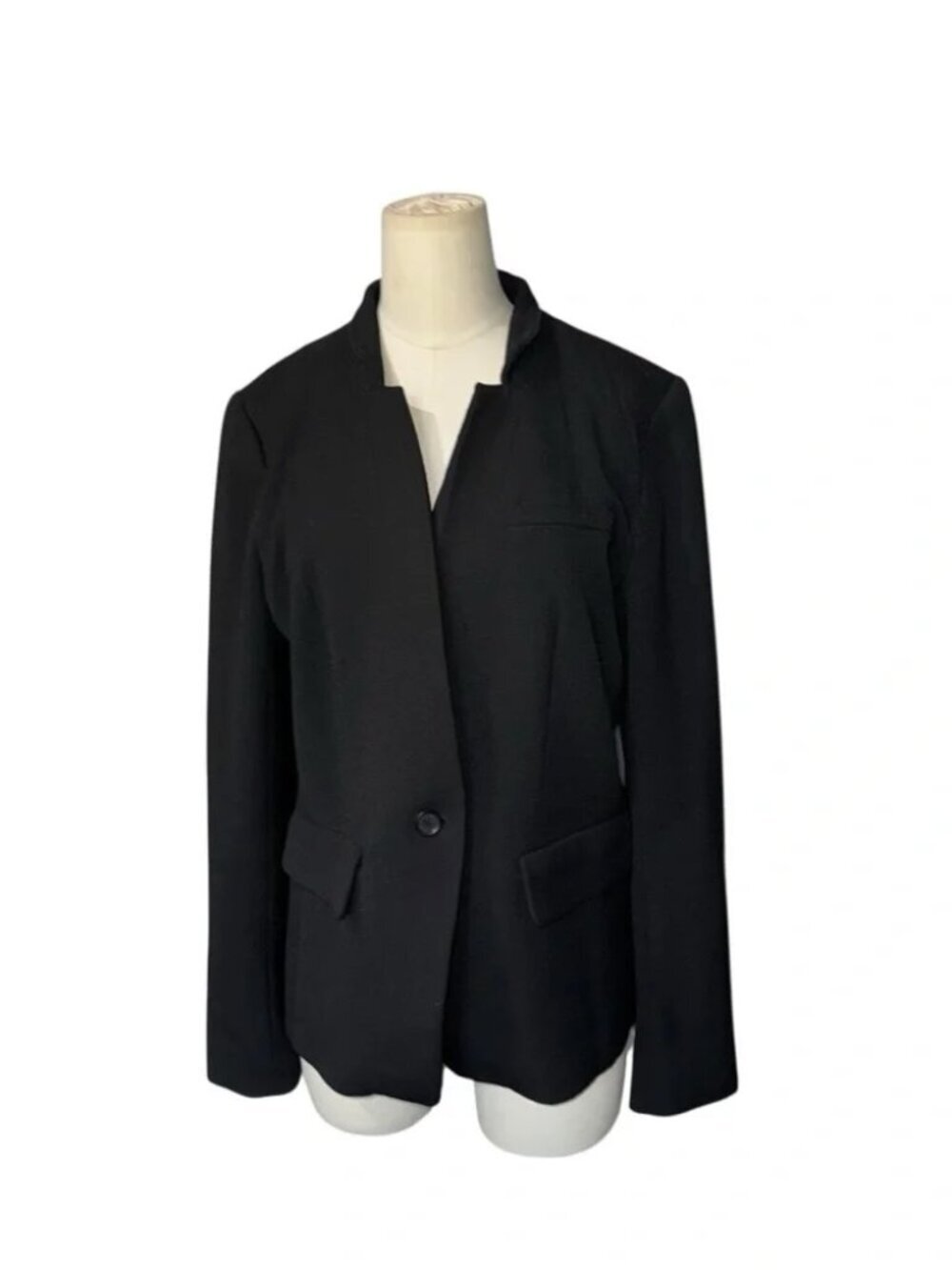 LOFT - Black Open-Front Blazer Jacket Size 8 | Classic Tailored Career Workwear - Picture 2 of 8